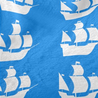 White Pirate Ship Silhouette Minky