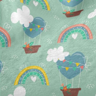 Love Hot Air Balloon And Rainb Minky