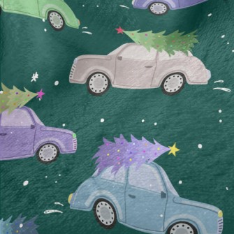 Colorful Cars And Christmas Tr Minky