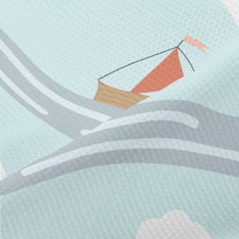 Sailboat Sailing On The Waves Piqué