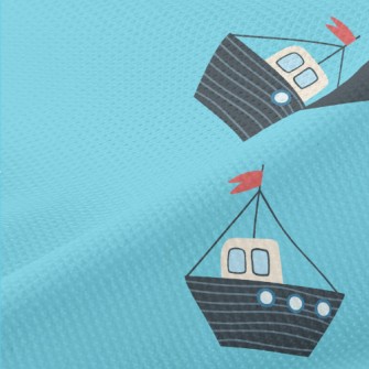 Ship Sailing On The Sea Piqué