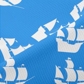 White Pirate Ship Silhouette Piqué