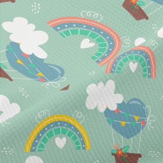 Love Hot Air Balloon And Rainb Piqué