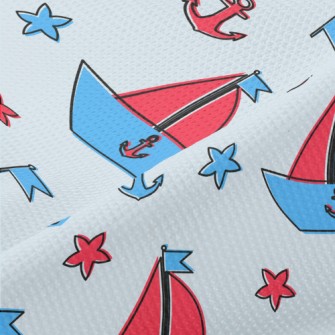 Cute Sailboat Doodle Piqué
