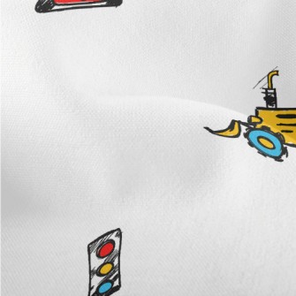 Cartoon Construction Vehicles Lightweight Performance Linen
