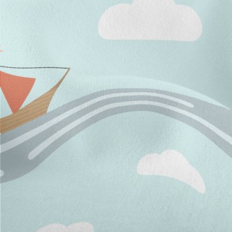 Sailboat Sailing On The Waves Lightweight Performance Linen