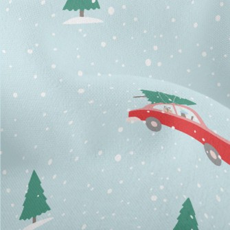 Christmas Tree And Red Car Lightweight Performance Linen