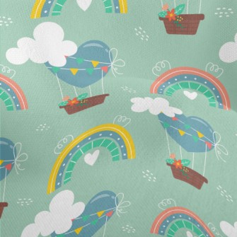 Love Hot Air Balloon And Rainb Lightweight Performance Linen