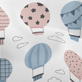 Blue And Pink Pattern Hot Air  Lightweight Performance Linen