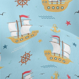 Sailboat And Anchor Lightweight Performance Linen