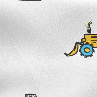 Cartoon Construction Vehicles Jersey Backed Fleece