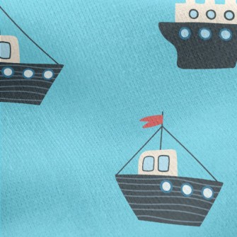 Ship Sailing On The Sea Jersey Backed Fleece
