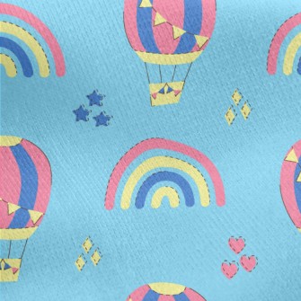 Cute Hot Air Flying In The Air Jersey Backed Fleece