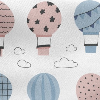 Blue And Pink Pattern Hot Air  Jersey Backed Fleece
