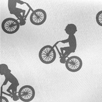 Children Riding Bicycles Silho Jersey Backed Fleece