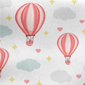 Hot Air Balloon And Love Jersey Backed Fleece