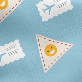 Airline Ticket And Smiley Emoj Jersey Backed Fleece
