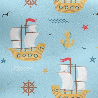 Sailboat And Anchor Jersey Backed Fleece