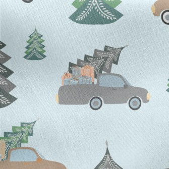 Truck And Christmas Tree With  Jersey Backed Fleece