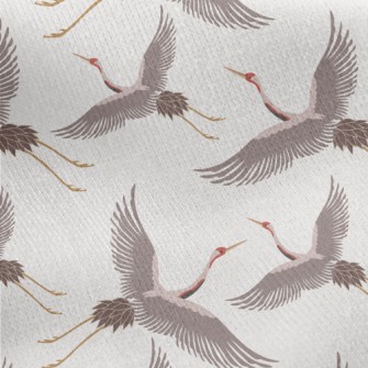 Chinese Traditional White Cran Jersey Backed Fleece