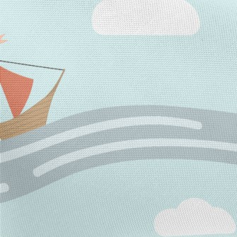 Sailboat Sailing On The Waves Pongee
