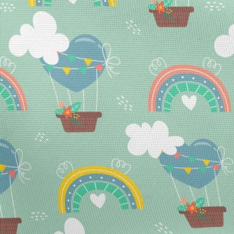 Love Hot Air Balloon And Rainb Pongee