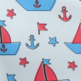 Cute Sailboat Doodle Pongee