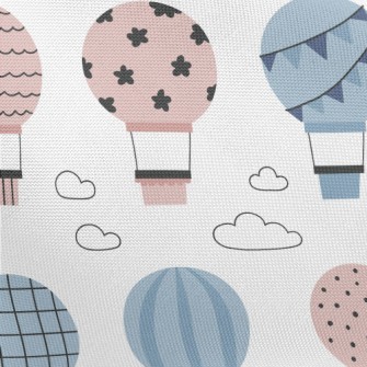 Blue And Pink Pattern Hot Air  Pongee