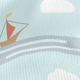 Sailboat Sailing On The Waves Stretch Jersey