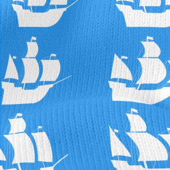 White Pirate Ship Silhouette Stretch Jersey