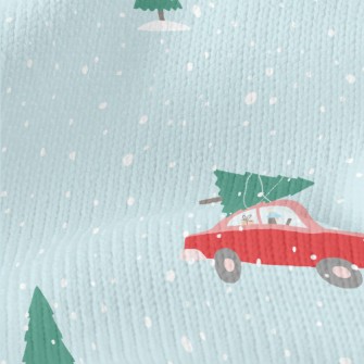 Christmas Tree And Red Car Stretch Jersey