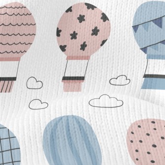 Blue And Pink Pattern Hot Air  Stretch Jersey