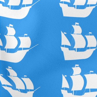 White Pirate Ship Silhouette Lightweight Cotton Poplin
