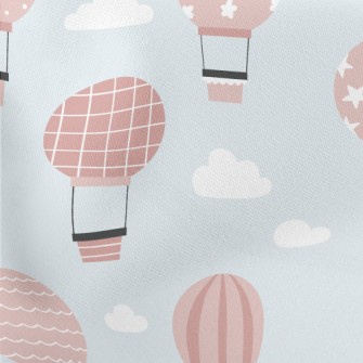 Pink Pattern Hot Air Balloon Lightweight Cotton Poplin