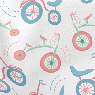 Cartoon Retro Bicycle Lightweight Cotton Poplin