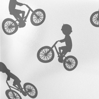 Children Riding Bicycles Silho Lightweight Cotton Poplin