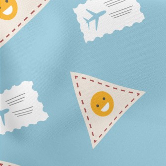 Airline Ticket And Smiley Emoj Lightweight Cotton Poplin