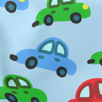 Cartoon Doodle Car Lightweight Cotton Poplin