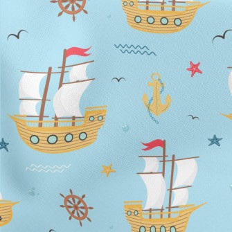 Sailboat And Anchor Lightweight Cotton Poplin