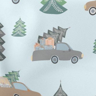 Truck And Christmas Tree With  Lightweight Cotton Poplin