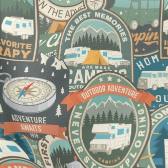 Summer Camping Logo Lightweight Cotton Poplin