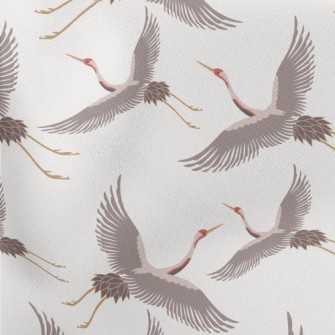 Chinese Traditional White Cran Lightweight Cotton Poplin