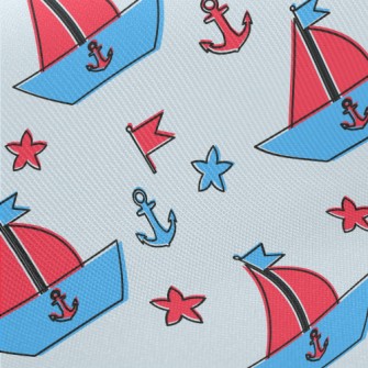 Cute Sailboat Doodle Midweight Cotton Poplin