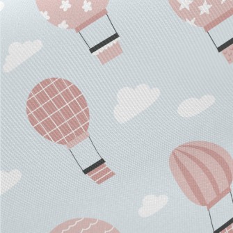 Pink Pattern Hot Air Balloon Midweight Cotton Poplin