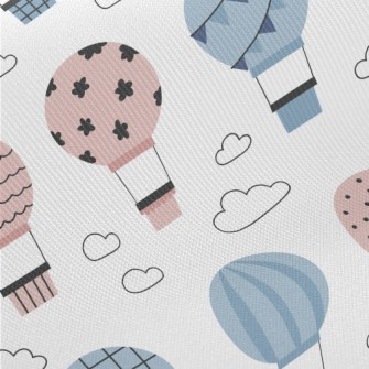 Blue And Pink Pattern Hot Air  Midweight Cotton Poplin