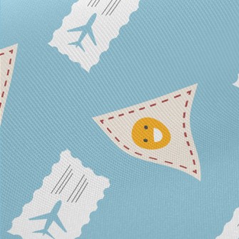 Airline Ticket And Smiley Emoj Midweight Cotton Poplin