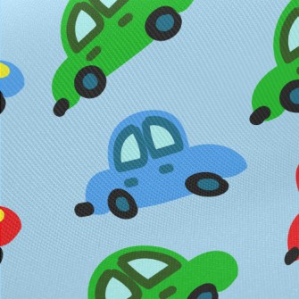 Cartoon Doodle Car Midweight Cotton Poplin