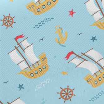 Sailboat And Anchor Midweight Cotton Poplin