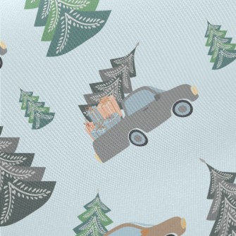 Truck And Christmas Tree With  Midweight Cotton Poplin