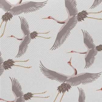 Chinese Traditional White Cran Midweight Cotton Poplin